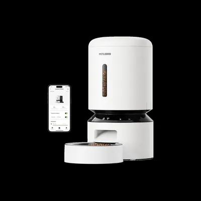 Alimentador automático PETLIBRO Granary Wi-Fi branco com tigela de inox